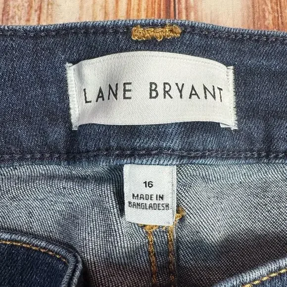 Lane Bryant Sz 16 Mid Rise Bermuda Flex Magic Waistband Jean Denim Shorts 34x10 - Picture 6 of 7